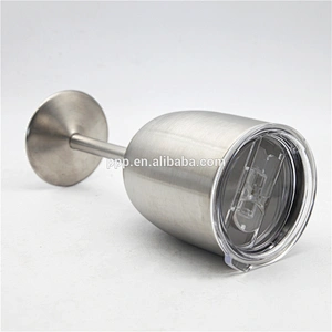 2017 new arrival wholesale drinkware smoothy double wall stainless steel red wine glass with stem