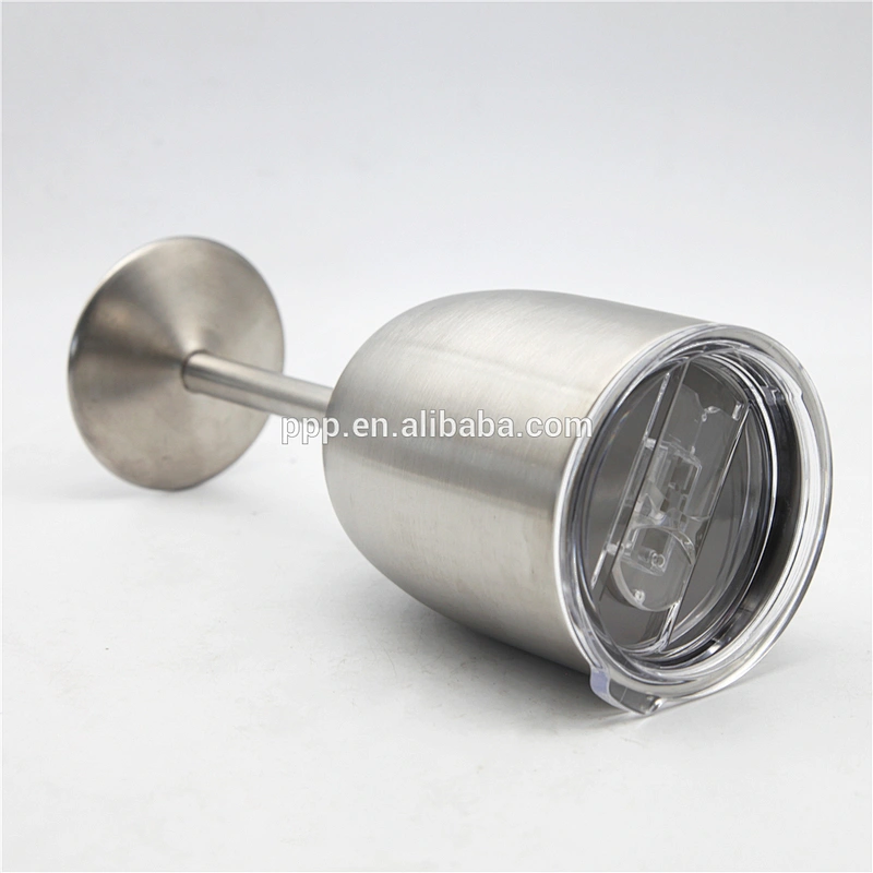 2017 new arrival wholesale drinkware smoothy double wall stainless steel red wine glass with stem