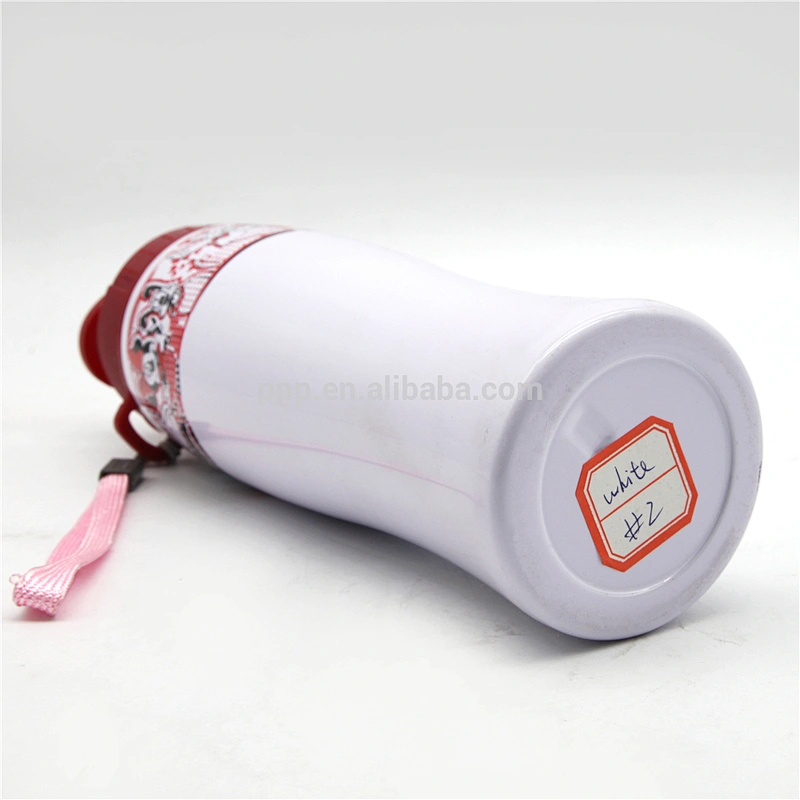 single wall stainless steel sports water bottle with wide mouth and flip top lid/tumbler with fixed handle and cute design