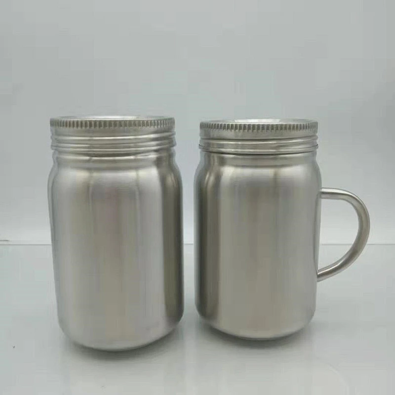 Hot sell customized stainless steel mason storage jar single all and double wall optional with handle