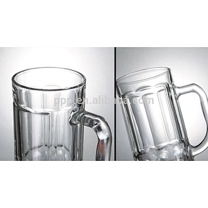 factory direct wholesale Hand Made Clear Glass Beer Mug With Customized Logo and fixed handle