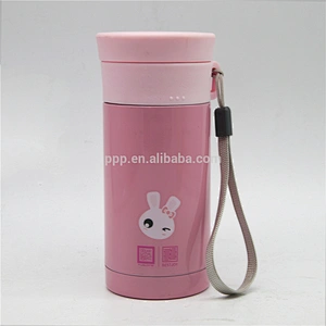 260ml/350ml double wall high-quality stianlss steel logo customized thermos vacuum flask with wrist strap and double lids