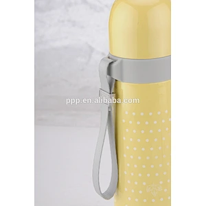 500ml 18/8 double wall stainless steel vacuum flask with plastic ring and strap