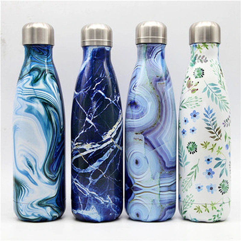 Gas dyer printing cola shaped double walled stainless steel vacuum insulated sports  bottle