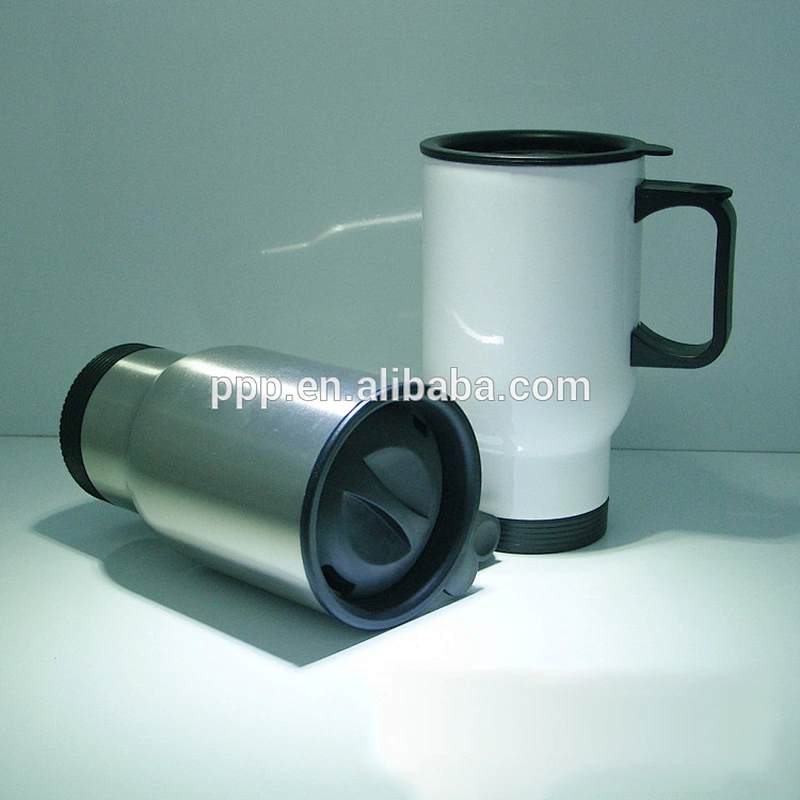 400ML double wall stainless steel travel auto coffee mug with handle and leakproof lid