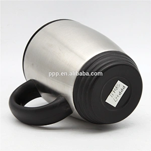new style food grade double wall inner plastic outer stainless steel travel mug with handle