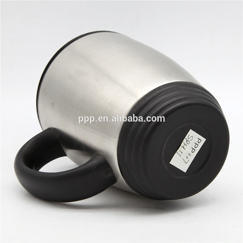 new style food grade double wall inner plastic outer stainless steel travel mug with handle