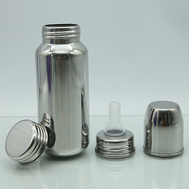 New style creative single wall stainless steel small capacity 120ml and 240ml lovely little baby milk feeding bottle