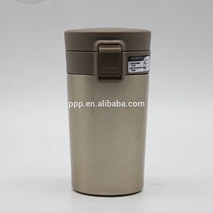 Double wall stainless steel water bottle/vacuum mug with flip top cap and snap closure