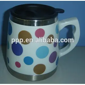 Hot sales wave point ceramic mug with silicone lid