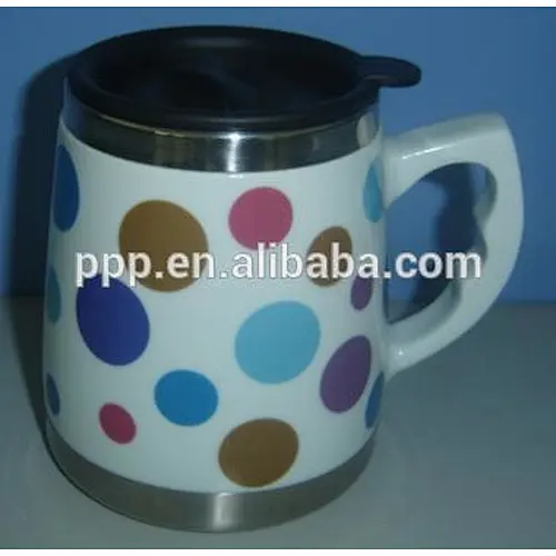 Hot sales wave point ceramic mug with silicone lid