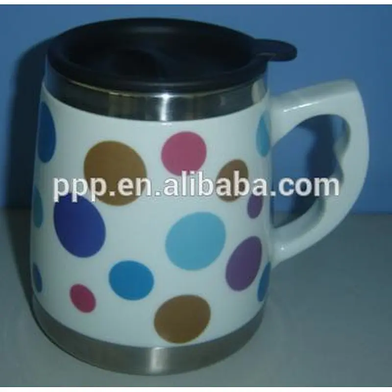 Hot sales wave point ceramic mug with silicone lid