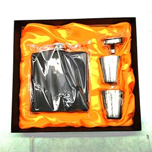 6oz/8oz 201 stainless steel 4 in 1 hip flask set in stock black and natural color nimi wine flask set gift box packing