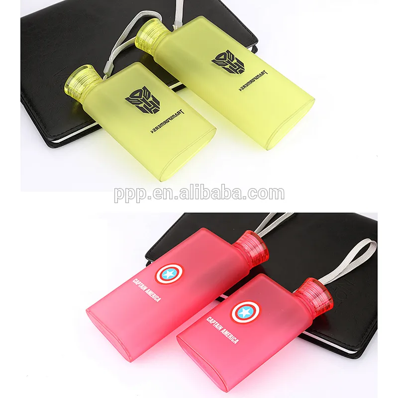 Wholesale custom logo water cup plastic bottle flat water bottle