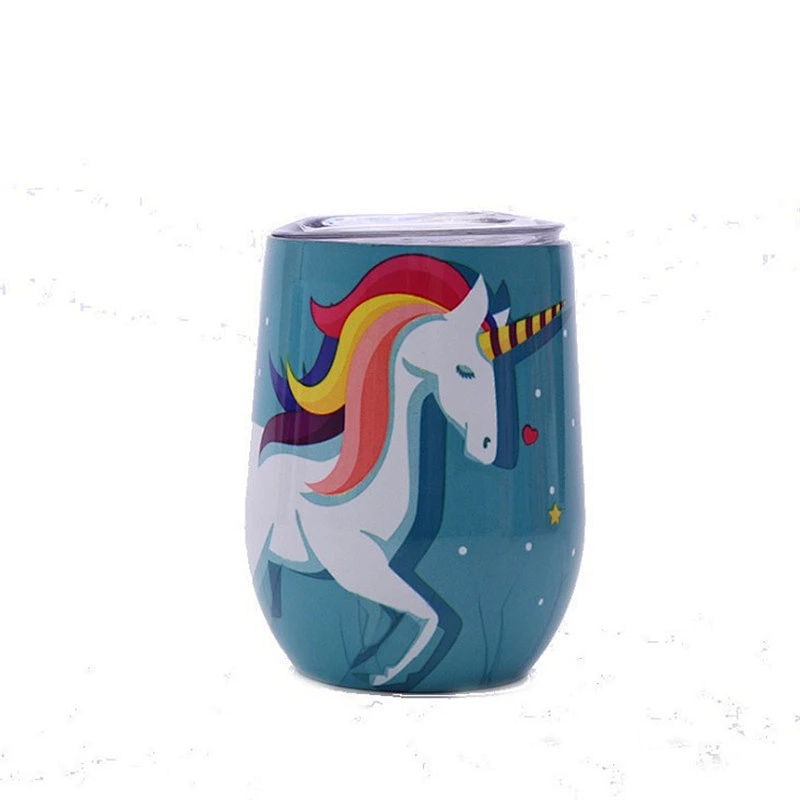 Hot sell High Quality 12oz Lily Design Double wall 304 stainless steel Stemless  Wine tumbler glass vacuum insulated