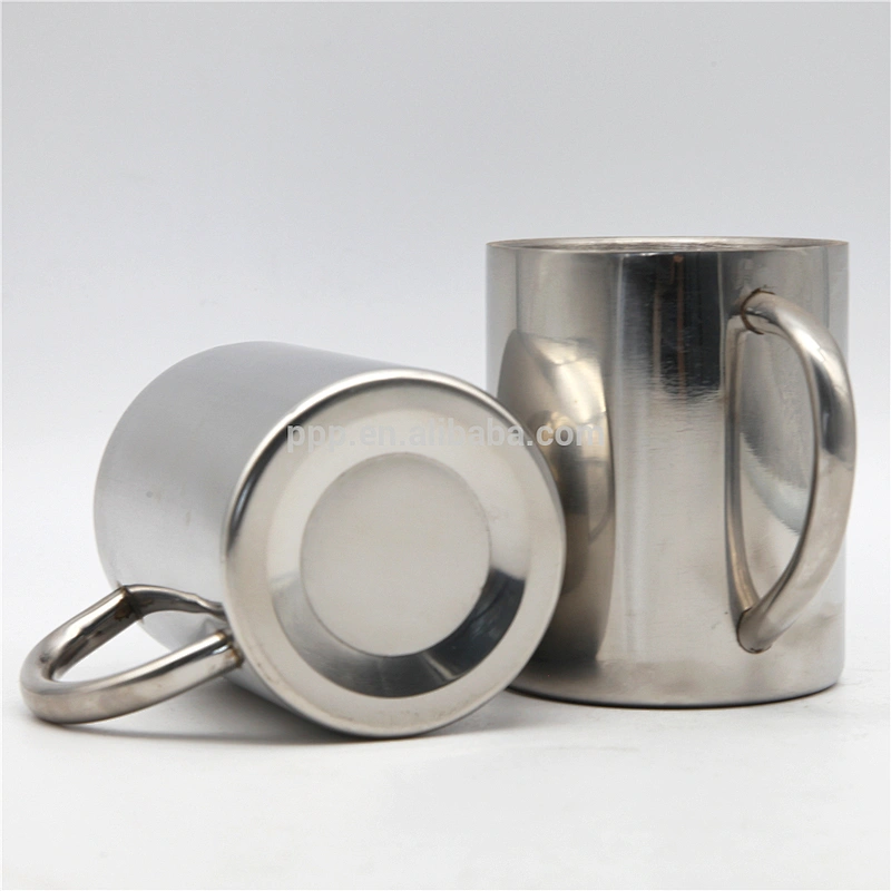 350ml double wall stainless steel logo customized vacuum insulated beer mug with fixed handle/coffee mug without lid