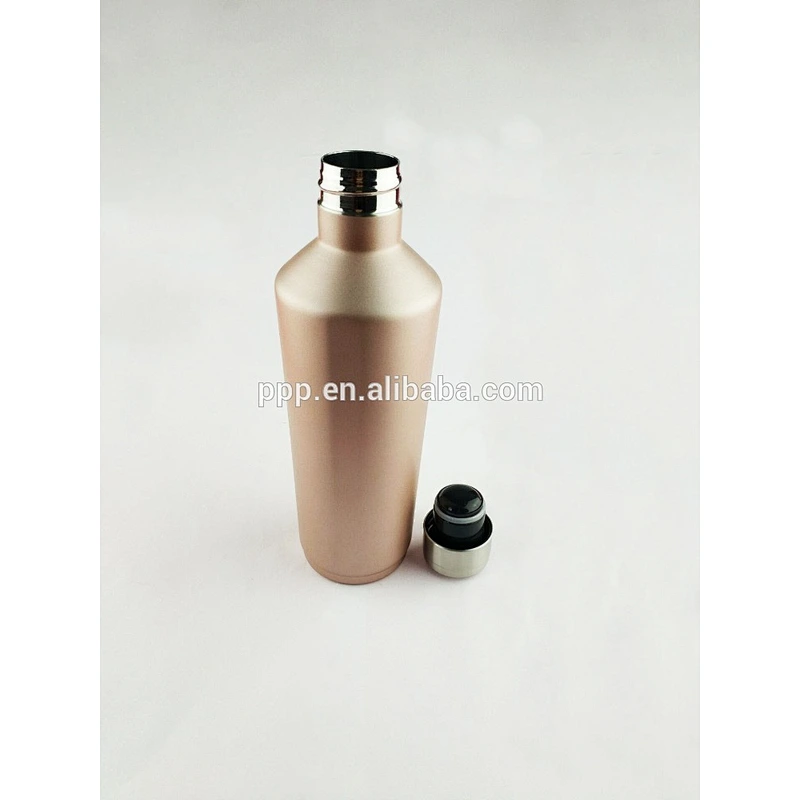 Double wall stainless steel insulated cola shape sports water bottle