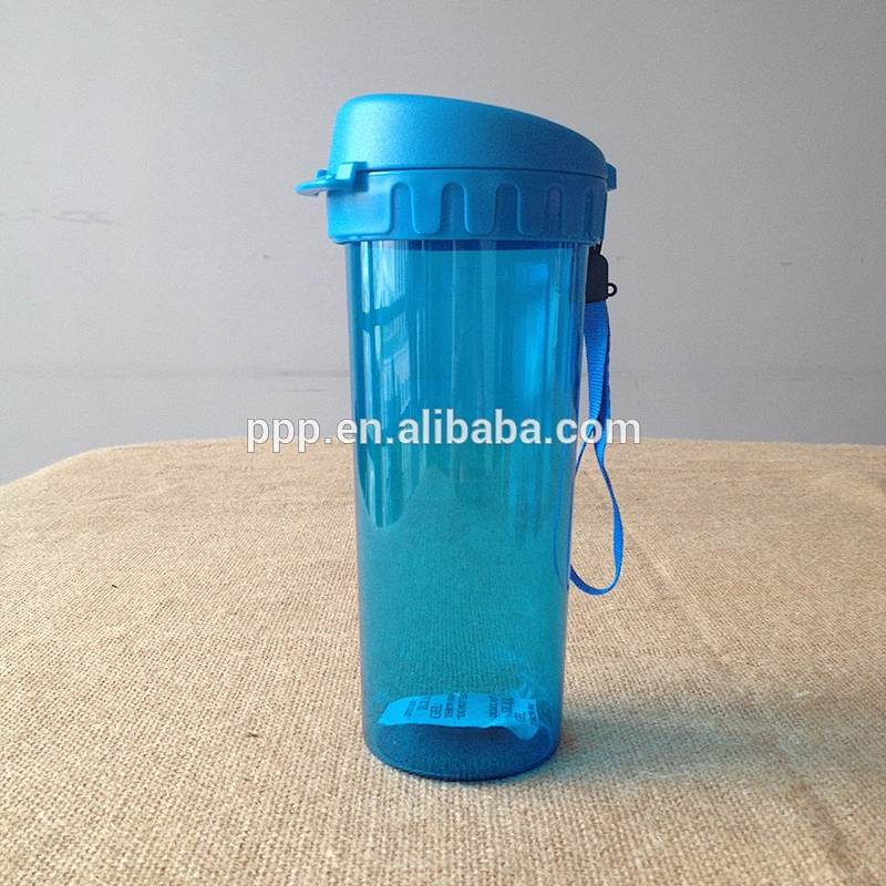 BPA free single wall plastic leakproof sports water bottle with handle