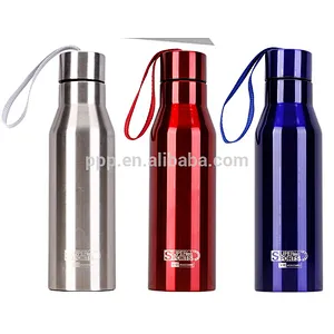 single wall stainless steel portable sports water bottle with string