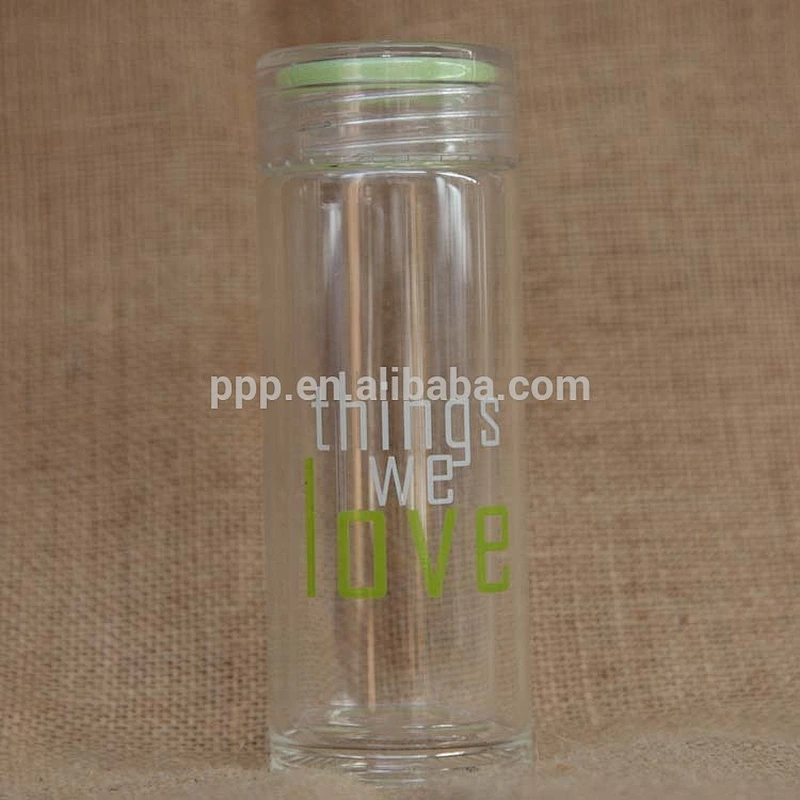 borasilicate glass bottle double wall glass with lid