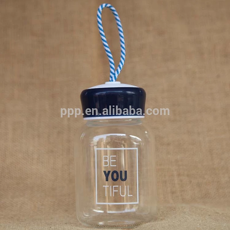 borosilicate glass drink bottle with custom print