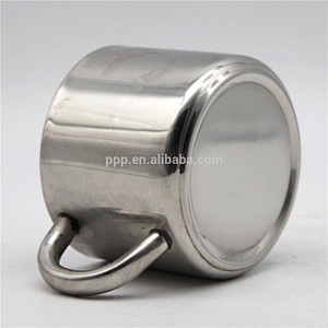 factory wholesale double wall stainless steel logo customized beer mug with fixed semicircular stainless steel handle/coffee mug