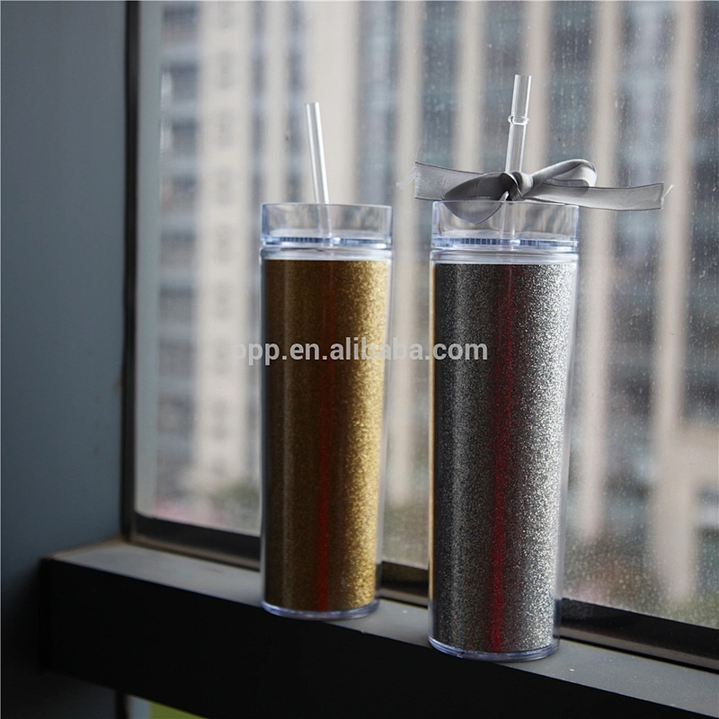 Hot Selling 16oz mug insert DIY paper,OEM acrylic skinnycup with spill proof lid and straw