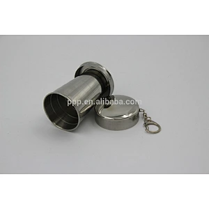 70/150/280ml single wall stainless steel collapsible shot glass with lids and key buckle/Portable Mini Type Hip Flask