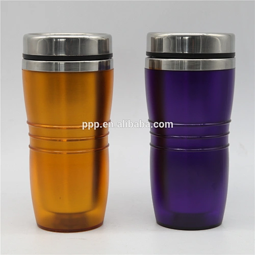 16oz double wall inner stainless steel outer plastic water bottle