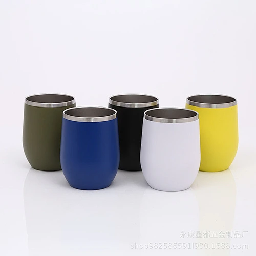 Powder coated 12oz double wall stainless steel vacuum insulated powder coated wine tumbler 5 colors in stock