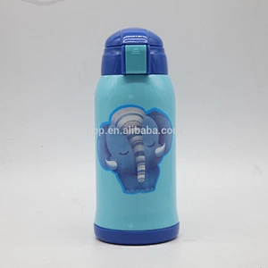 600ml double wall stainless steel logo customized kid's tumbler with wrist straw/push type switch/kid's bottle with cloth bag