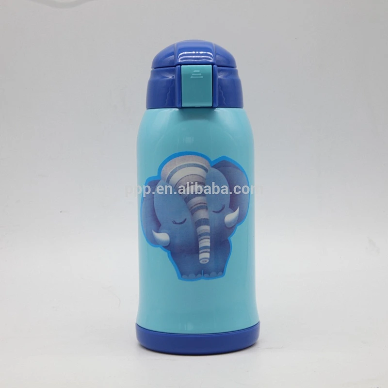 600ml double wall stainless steel logo customized kid's tumbler with wrist straw/push type switch/kid's bottle with cloth bag