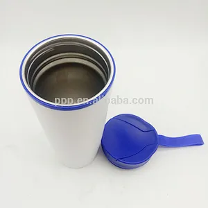 factory wholesale 420ml inner stainless steel outer plastic mighty never fall mug/non-spill suction travel mug