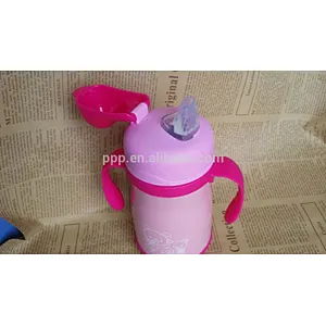 200ml double wall stainless steel 100% leakproof mini kid's feeding bottle with cute design and fixed handle