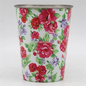 single wall stainless steel thickening type water cup with heat-transfer printing/beer mug/fruit cup without handle