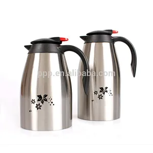 1.5/2.0L double wall stainless steel logo customized vacuum insulated coffee pot with fixed handle/skid-proof