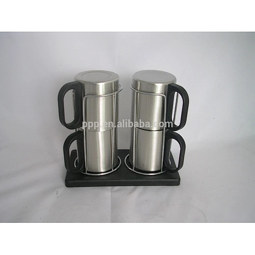 Four piece 220ml cup set eco-friendly FDA LFGB double layer stainless steel coffee mug cup tumbler