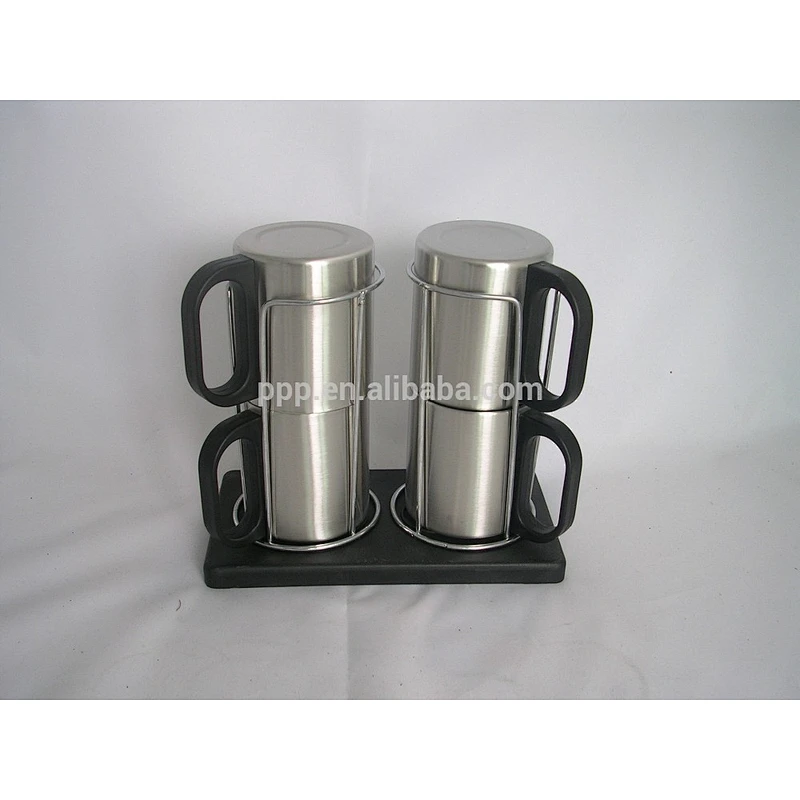 Four piece 220ml cup set eco-friendly FDA LFGB double layer stainless steel coffee mug cup tumbler