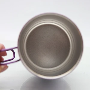 Double wall stainless steel insulated 10oz water cup with handle