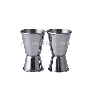 15&30ml single wall stainless steel logo customized double jigger/Spirit Cocktail Measuring Glass Cup Shot Jigger