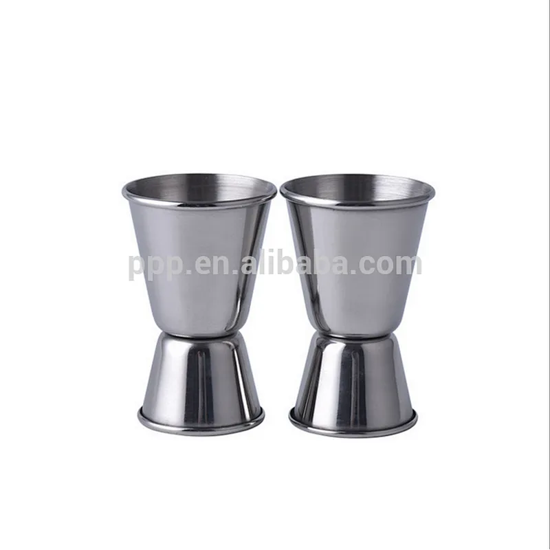 15&30ml single wall stainless steel logo customized double jigger/Spirit Cocktail Measuring Glass Cup Shot Jigger