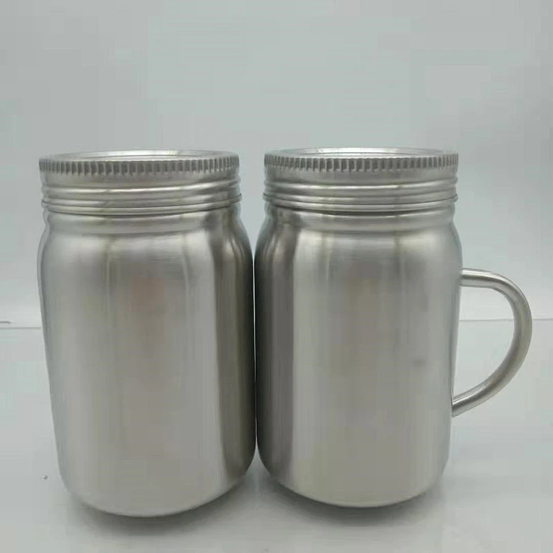 Hot sell customized stainless steel mason storage jar single all and double wall optional with handle