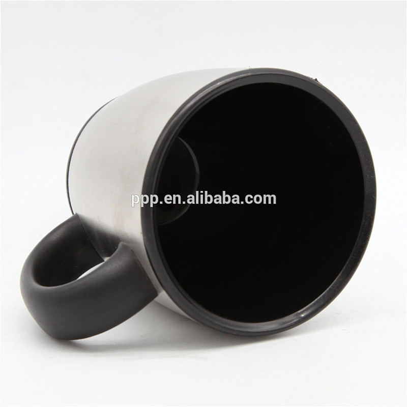 new style food grade double wall inner plastic outer stainless steel travel mug with handle
