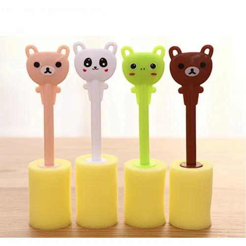 bear shaped sponge cup cleaning brush children color sponge bottle cleaning brushes