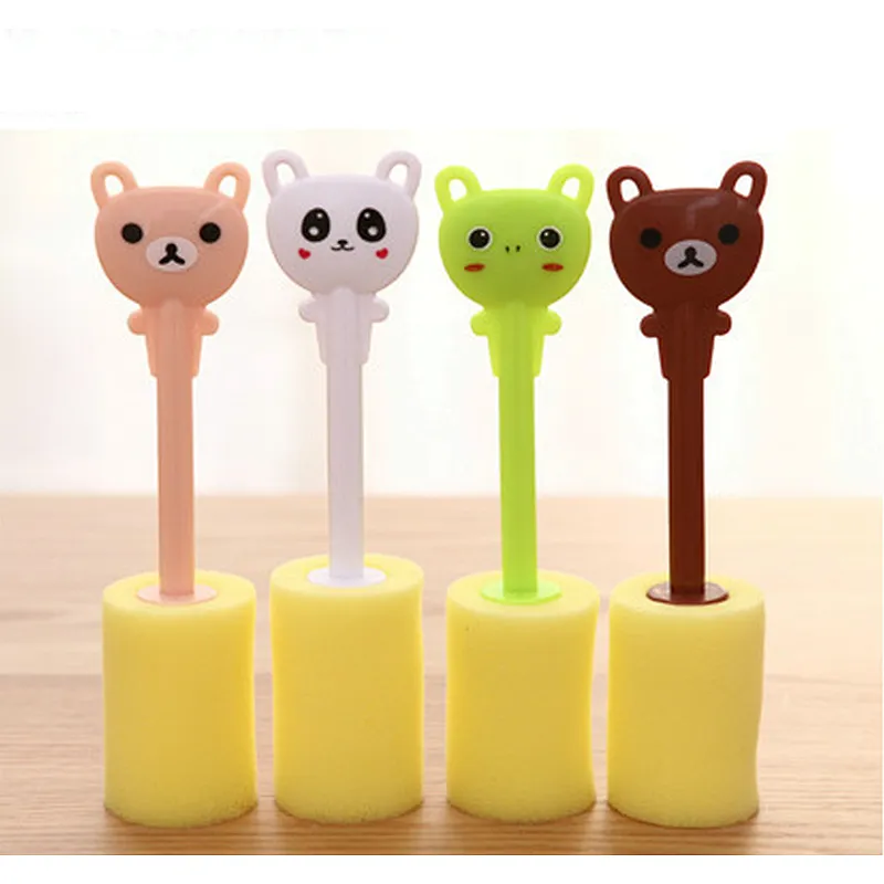 bear shaped sponge cup cleaning brush children color sponge bottle cleaning brushes