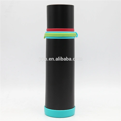 Double wall stainless steel insulated drinking water bottle with wrist strap