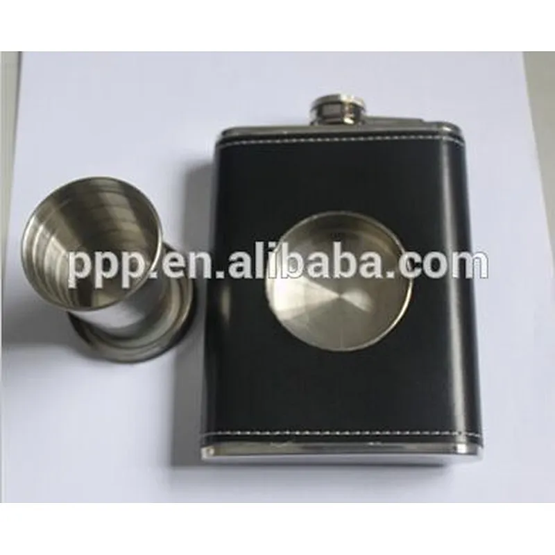 embossing mini hip flask wth cup inside