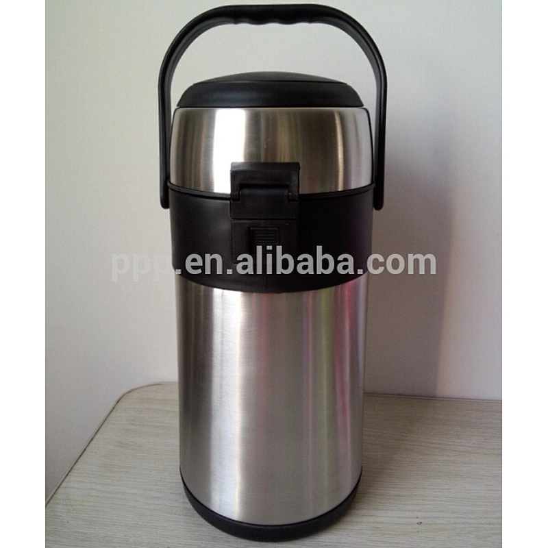 2500ml factory direct wholesale double wall Stianlss steel logo customized air pot with largr capacity and handle
