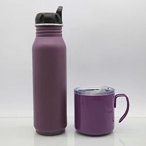 Double wall stainless steel insulated 10oz water cup with handle