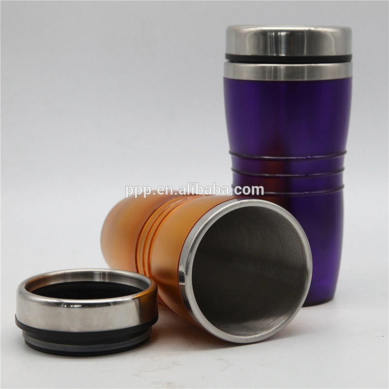 16oz double wall inner stainless steel outer plastic water bottle